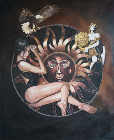 Painting titled "Sun Girl" by Janusz Orzechowski, Original Artwork, Oil