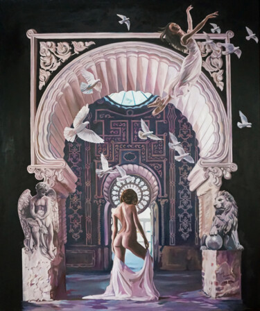 Painting titled "Gate" by Janusz Orzechowski, Original Artwork, Oil