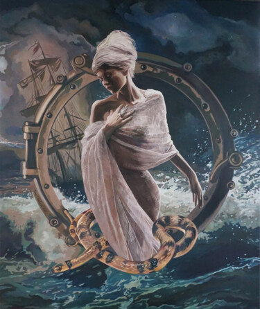 Pittura intitolato "Siren" da Janusz Orzechowski, Opera d'arte originale, Olio