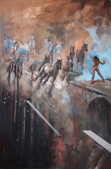 Malerei mit dem Titel "Akt" von Janusz Orzechowski, Original-Kunstwerk, Öl