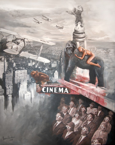 Картина под названием "Cinéma" - Janusz Orzechowski, Подлинное произведение искусства, Масло