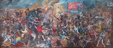 Painting titled "Battle In The Dream…" by Janusz Orzechowski, Original Artwork, Acrylic