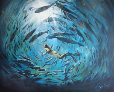 Painting titled "Under Water" by Janusz Orzechowski, Original Artwork, Acrylic