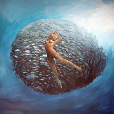 Peinture intitulée "Sphère" par Janusz Orzechowski, Œuvre d'art originale, Acrylique