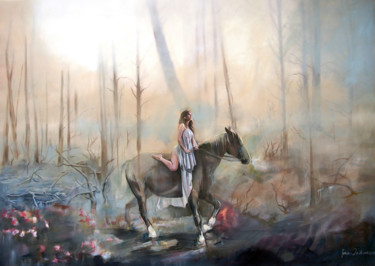 Painting titled "Forêt" by Janusz Orzechowski, Original Artwork, Oil