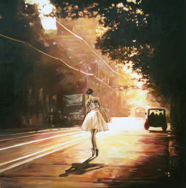 Painting titled "Dancing lights" by Janusz Orzechowski, Original Artwork, Oil