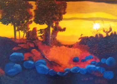 Картина под названием "Westering" - Jan Wall, Подлинное произведение искусства, Масло