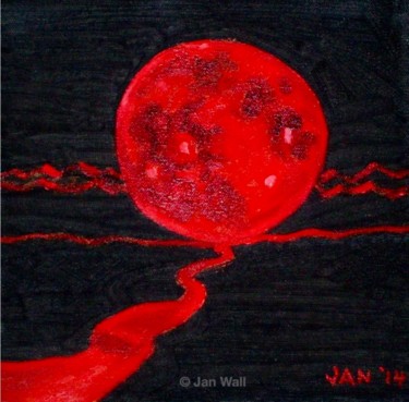 Printmaking titled "Blood Moon 2" by Jan Wall, Original Artwork, Digital Print