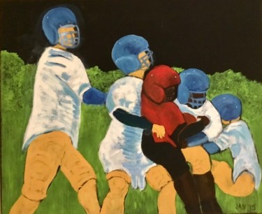 Malarstwo zatytułowany „Football Players 3” autorstwa Jan Wall, Oryginalna praca, Olej Zamontowany na Drewniana rama noszy