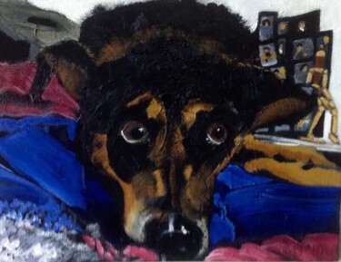 Painting titled "Lucy 3" by Jan Wall, Original Artwork, Oil Mounted on Wood Stretcher frame