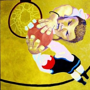 Картина под названием "Jump Shot" - Jan Wall, Подлинное произведение искусства, Масло