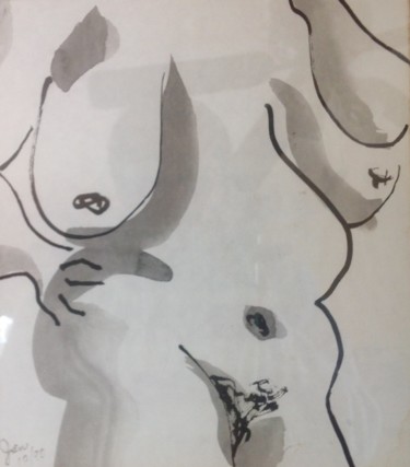 Printmaking titled "Chubby Nude" by Jan Wall, Original Artwork, Digital Print