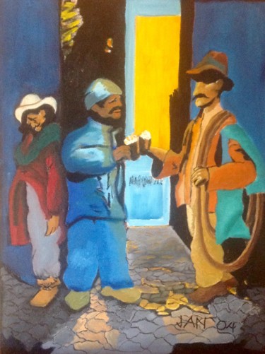Painting titled "Compadres" by Jan Wall, Original Artwork, Oil
