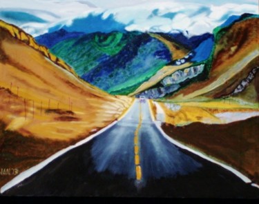 Painting titled "Tibet 2" by Jan Wall, Original Artwork, Oil Mounted on Wood Stretcher frame