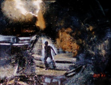 Peinture intitulée "2013:  Collapse" par Jan Wall, Œuvre d'art originale, Huile Monté sur Châssis en bois