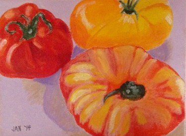 Pintura titulada "Three Tomatoes" por Jan Wall, Obra de arte original, Oleo