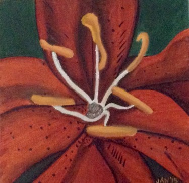 Картина под названием "Tiger Lily" - Jan Wall, Подлинное произведение искусства, Масло