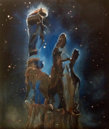 The Pillars of Creation Painting titled "The Pillars of Crea…" by Jan Wall, Original Artwork, Oil Mounted on Wood Stretcher frame