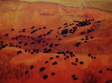Картина под названием "Buffalo" - Jan Wall, Подлинное произведение искусства, Масло