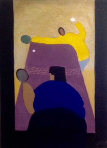 Painting titled "PIng-pong" by Jan Wall, Original Artwork, Oil