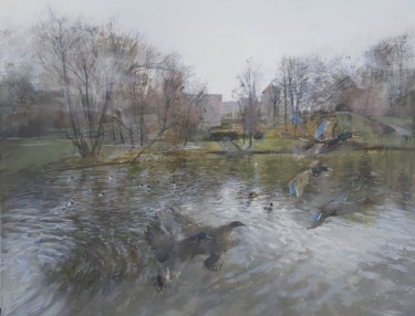Spring, Around Easter, Cēsis, Latvia Painting titled "Spring, Around East…" by Janis Zingitis, Original Artwork, Acrylic Mounted on Wood Stretcher frame