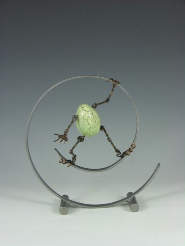 Sculpture titled "Eggtion Figures - H…" by Tomoaki Orikasa, Original Artwork, Metals