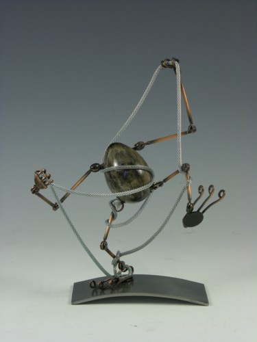 Sculpture titled "Eggtion Figures - T…" by Tomoaki Orikasa, Original Artwork, Metals