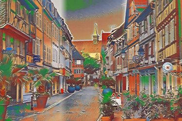 Digitale Kunst mit dem Titel "Rue à Colmar / Stre…" von Jarek Witkowski, Original-Kunstwerk