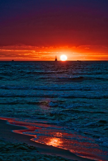 Fotografia intitolato "plage rouge /red be…" da Jarek Witkowski, Opera d'arte originale