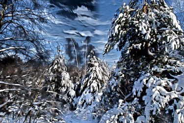 Fotografía titulada "forêt dans la neige" por Jarek Witkowski, Obra de arte original