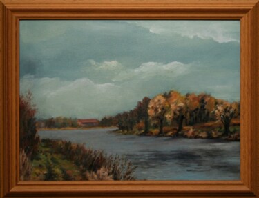 Painting titled "Autumn on the Elbe" by Jarka Drechslerová, Original Artwork, Oil