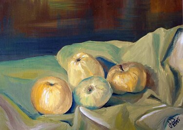 Painting titled "Apple still life" by Jarka Drechslerová, Original Artwork, Oil