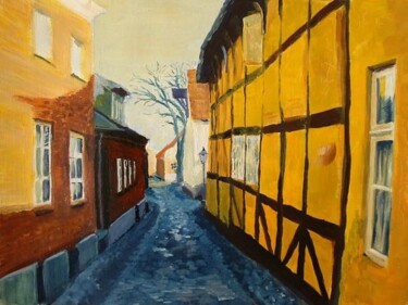 Painting titled "The Street on the R…" by Jarka Drechslerová, Original Artwork, Oil