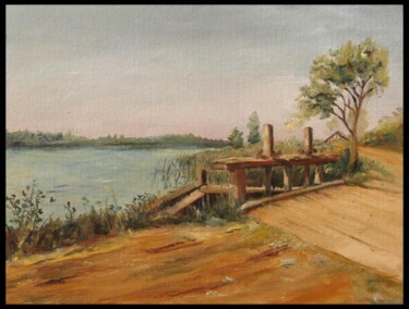 Painting titled "The Lake" by Jarka Drechslerová, Original Artwork, Oil