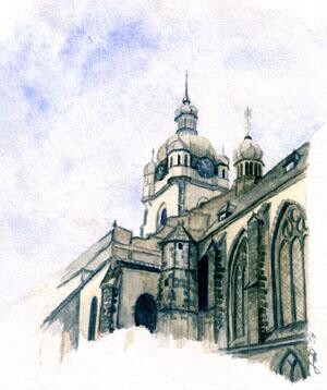 Painting titled "The church of the s…" by Jarka Drechslerová, Original Artwork, Oil