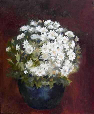 Painting titled "Chrysanthemum" by Jarka Drechslerová, Original Artwork, Oil