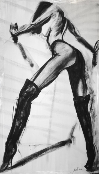 Картина под названием "Puss in Boots" - Jarmo Korhonen, Подлинное произведение искусства, Акрил Установлен на Деревянная рам…