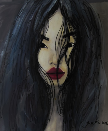 Картина под названием "Bae Yoon Young" - Jarmo Korhonen, Подлинное произведение искусства, Акварель