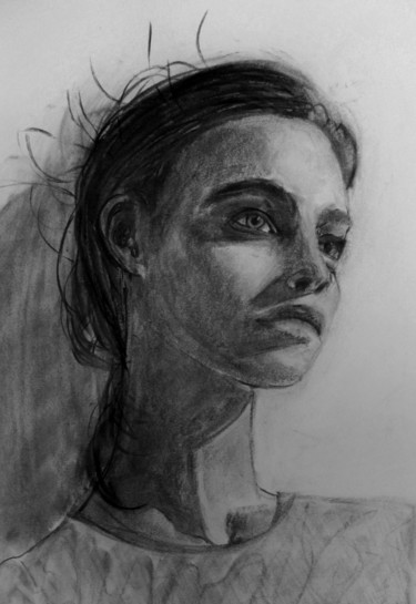 Drawing titled "In Silence I Believe" by Jarmo Korhonen, Original Artwork, Charcoal