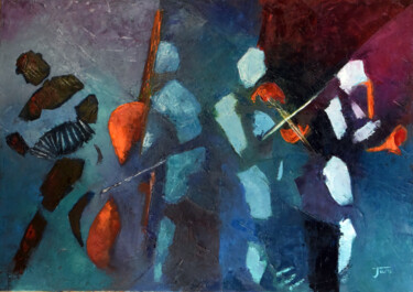Pintura intitulada "Musique 20" por Jaro, Obras de arte originais, Óleo Montado em Armação em madeira