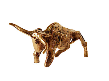 Sculpture titled "Golden Bull" by Jaromir Gargulak, Original Artwork, Bronze