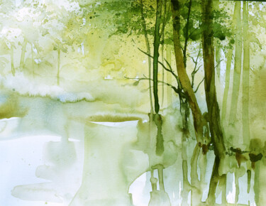 Schilderij getiteld "Kampinos Forest 33" door Jaroslaw Filipek, Origineel Kunstwerk, Aquarel