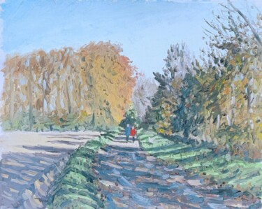 Pintura intitulada "Promenade automnale…" por Jarred Deforge, Obras de arte originais, Óleo