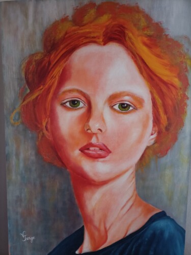 Painting titled "Louise" by Jarrigeval, Original Artwork, Oil Mounted on Wood Stretcher frame