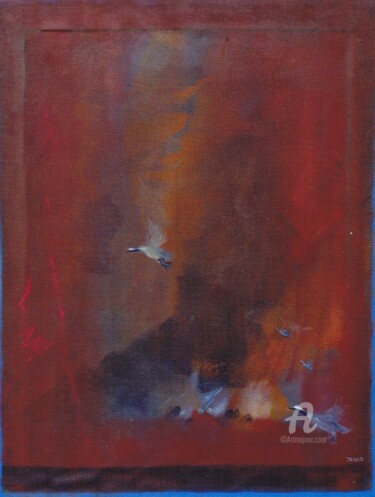 Peinture intitulée "Les oies sauvages" par Jasco, Œuvre d'art originale, Acrylique
