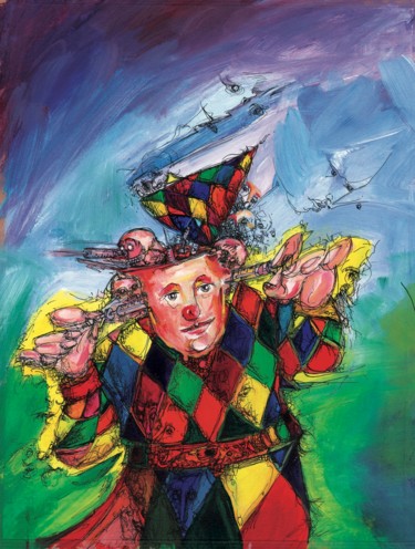 Painting titled "Les clowns" by Pierre Andrillon (Jasinski), Original Artwork, Acrylic