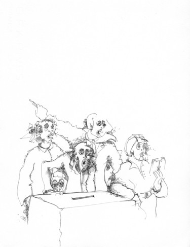 Drawing titled "Voter" by Pierre Andrillon (Jasinski), Original Artwork, Ink