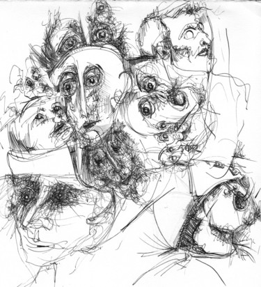 Drawing titled "Relations" by Pierre Andrillon (Jasinski), Original Artwork, Ink