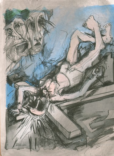 Pintura titulada "Tombe" por Pierre Andrillon (Jasinski), Obra de arte original, Acrílico
