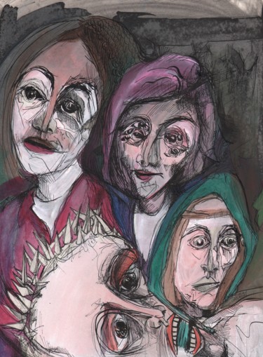 Peinture intitulée "Les femmes" par Pierre Andrillon (Jasinski), Œuvre d'art originale, Acrylique